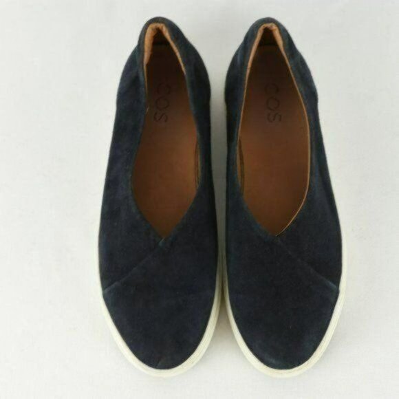 COS Women's Size 40 Blue White Suede Slip On Platform Sneakers - Picture 5 of 10